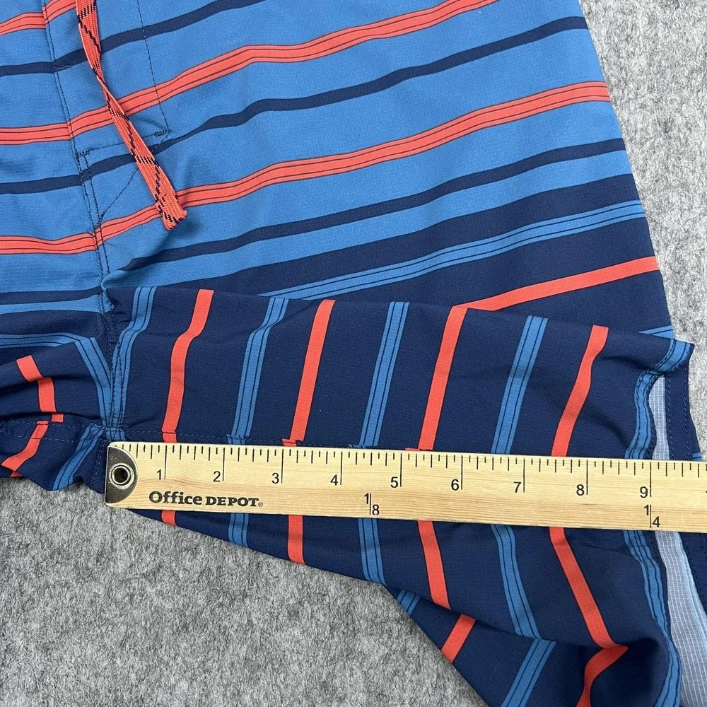 Patagonia Board Shorts Mens 30 Blue Stripe Drawstring Swim Trunks Quick Dry Surf